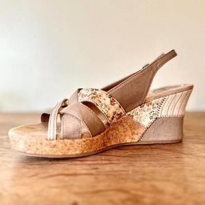 Mudd cork wedges with‎ patchwork detail